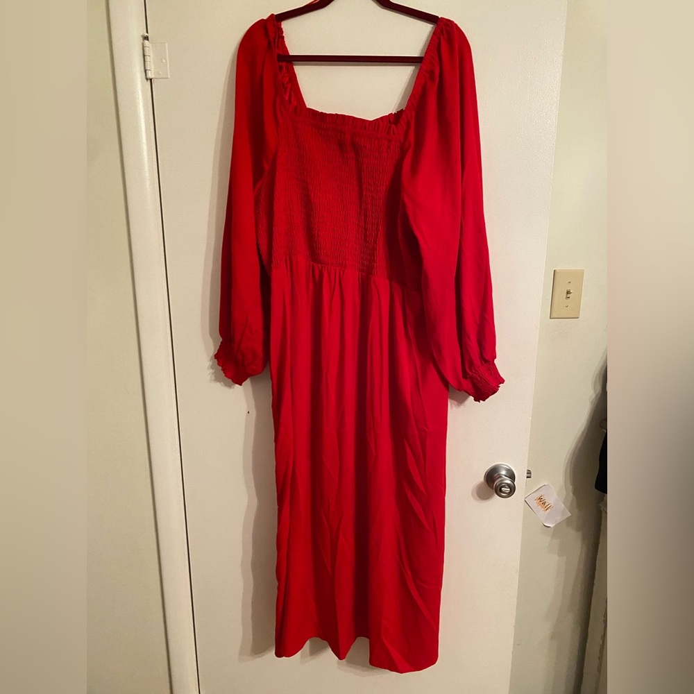 Red Dress with slit NWT 2x